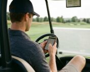 Modern golf club website on a smartphone screen.